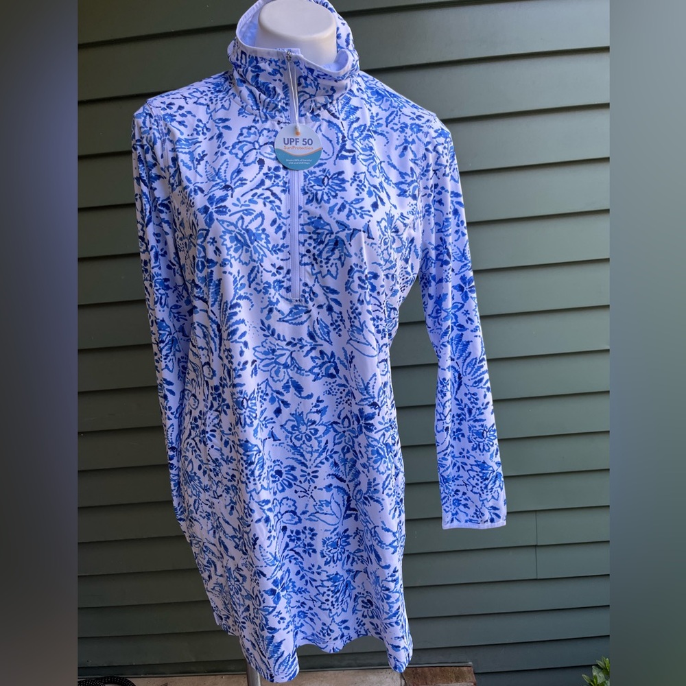 HDE Blue and White Paisley Hooded Sun Protective Tunic/Top 🪁💙